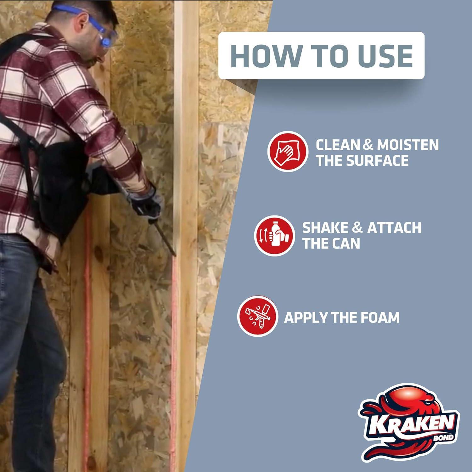 image:imageKRAKEN BOND Drywall amp Panel Adhesive Foam 12x24oz HeavyDuty FastCuring Construction Adhesive for Concrete Wood and Heat Insulation Applications 12 PackDrywall Panel Foam Pack