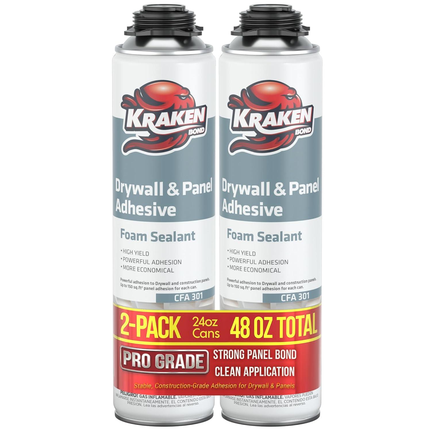 image:imageKRAKEN BOND Drywall amp Panel Adhesive Foam 12x24oz HeavyDuty FastCuring Construction Adhesive for Concrete Wood and Heat Insulation Applications 12 PackDrywall Panel Foam Pack