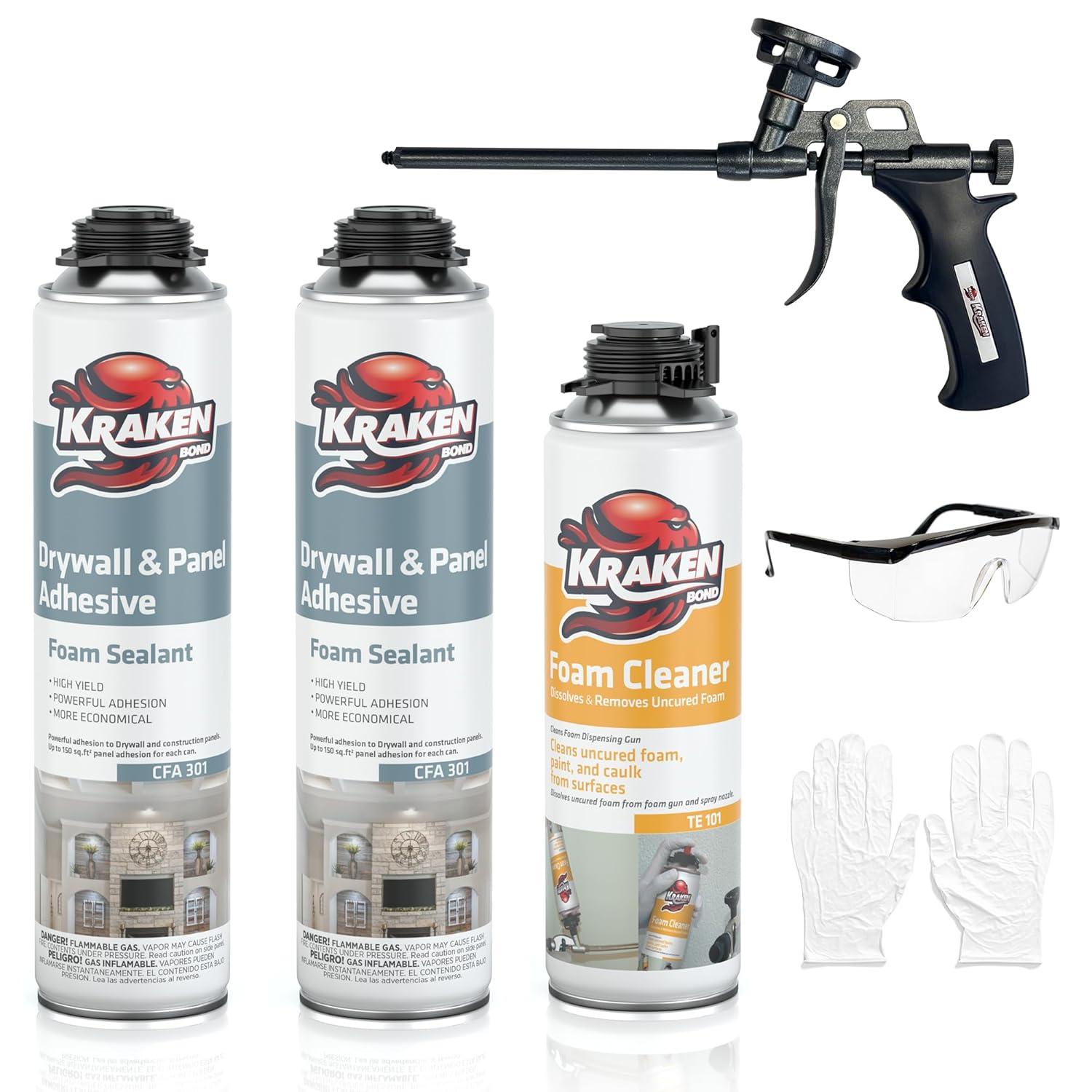 image:imageKRAKEN BOND Drywall amp Panel Adhesive Foam 12x24oz HeavyDuty FastCuring Construction Adhesive for Concrete Wood and Heat Insulation Applications 12 PackDrywall Panel Foam Set