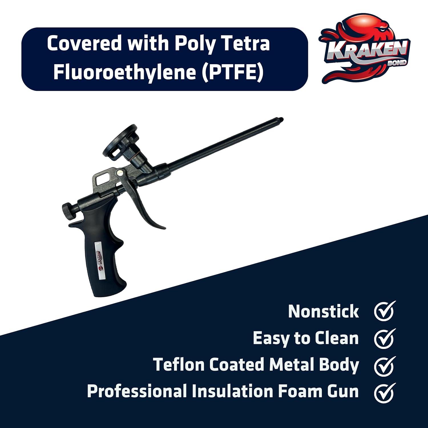 image:imageKraken Bond Black Spray Waterfall Foam Sealant 1x24oz Expanding Polyurethane Pond Foam Sealer Black UV Resistant Insulating Spray for Landscape amp Exterior Gun Use Gun Included 1 Pack