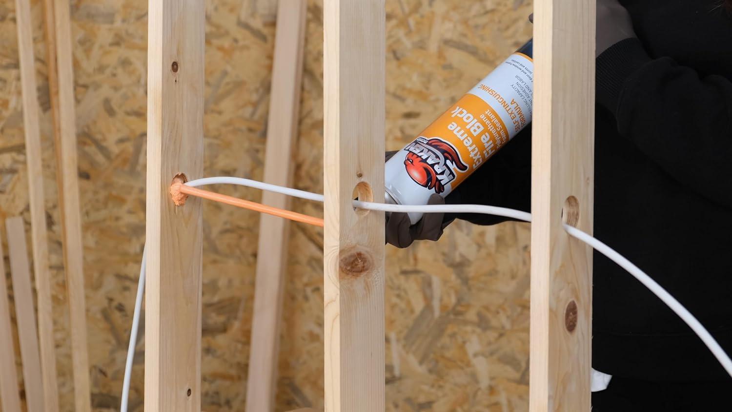 image:imageKraken Bond Extreme Orange Fire Block Foam 1x24oz Fire Rated Polyurethane Spray Foam for Gap Filling Sealing on Windows Walls Joints amp Pipes Straw Use Foam Cleaner Included 1 Pack