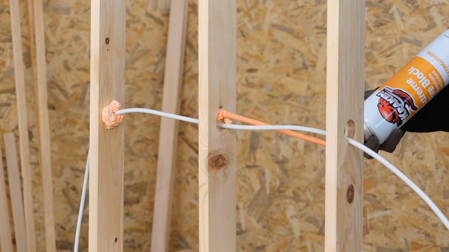 image:imageKraken Bond Extreme Orange Fire Block Foam 1x24oz Fire Rated Polyurethane Spray Foam for Gap Filling Sealing on Windows Walls Joints amp Pipes Straw Use Foam Cleaner Included 1 Pack