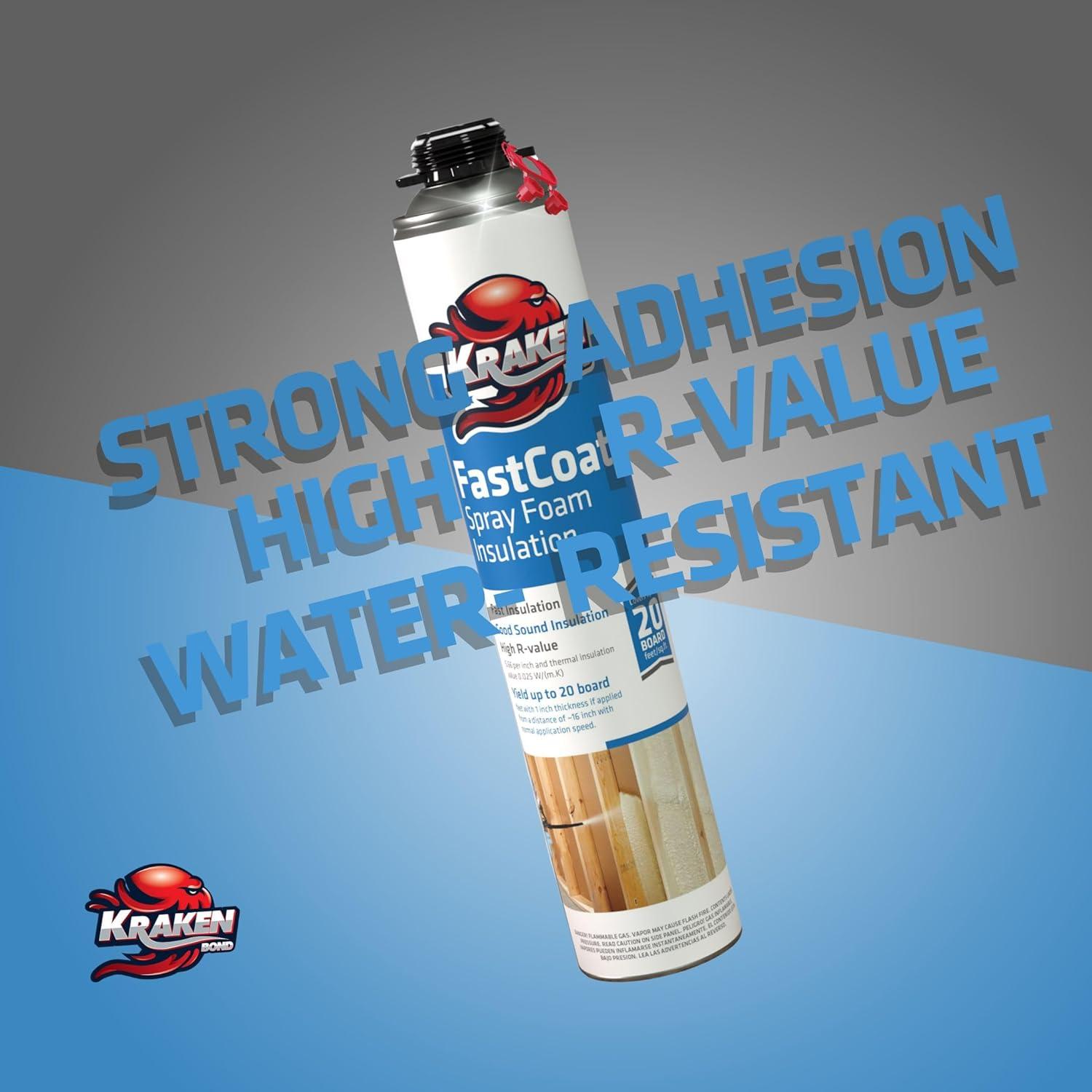 image:imageKraken Bond Fastcoat Fire Rated Spray Foam Insulation 6x271 oz RValue 1132 2in Closed Cell Expanding Foam Heat and Acoustic Insulation Gun amp Cleaner Not Includes 120 Board Ft 6 PackInsulation Foam Set