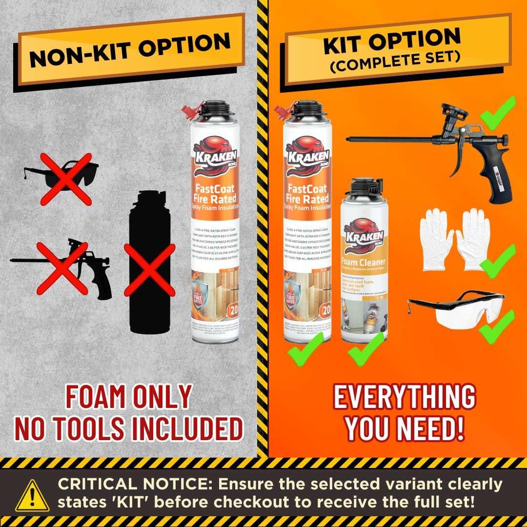 image:imageKraken Bond Fastcoat Fire Rated Spray Foam Insulation Kit Closed Cell in a Can 120 sq ft 6x271 oz RValue 1132 2in Spray Foam for Garage Door Attic Wall Gun amp Cleaner Not Included 6 PackInsulation Foam
