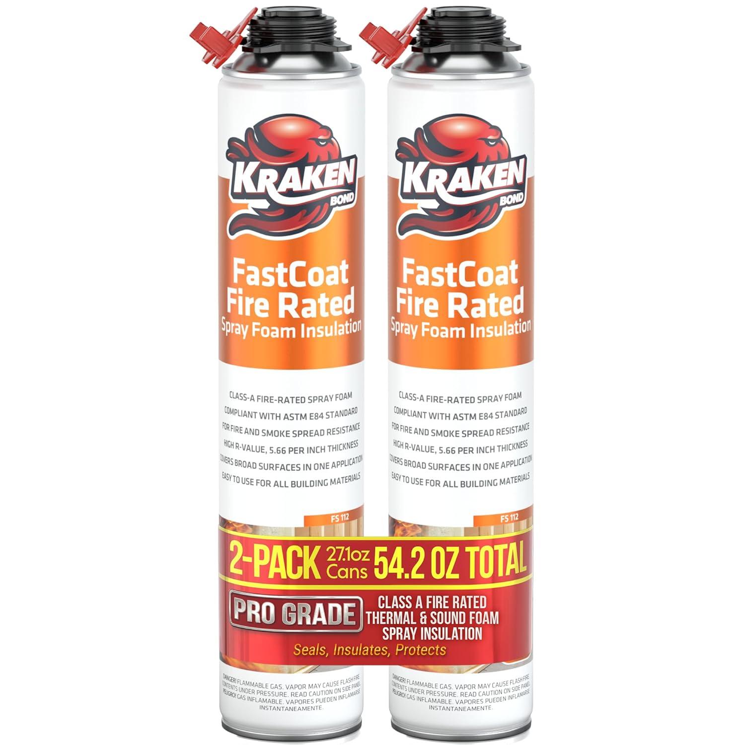 image:imageKraken Bond Fastcoat Fire Rated Spray Foam Insulation Kit Closed Cell in a Can 120 sq ft 6x271 oz RValue 1132 2in Spray Foam for Garage Door Attic Wall Gun amp Cleaner Not Included 6 PackInsulation Foam