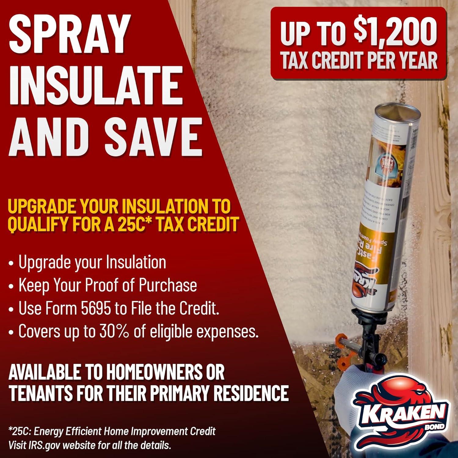 image:imageKraken Bond Fastcoat Fire Rated Spray Foam Insulation Kit Closed Cell in a Can 120 sq ft 6x271 oz RValue 1132 2in Spray Foam for Garage Door Attic Wall Gun amp Cleaner Not Included 6 PackInsulation Foam