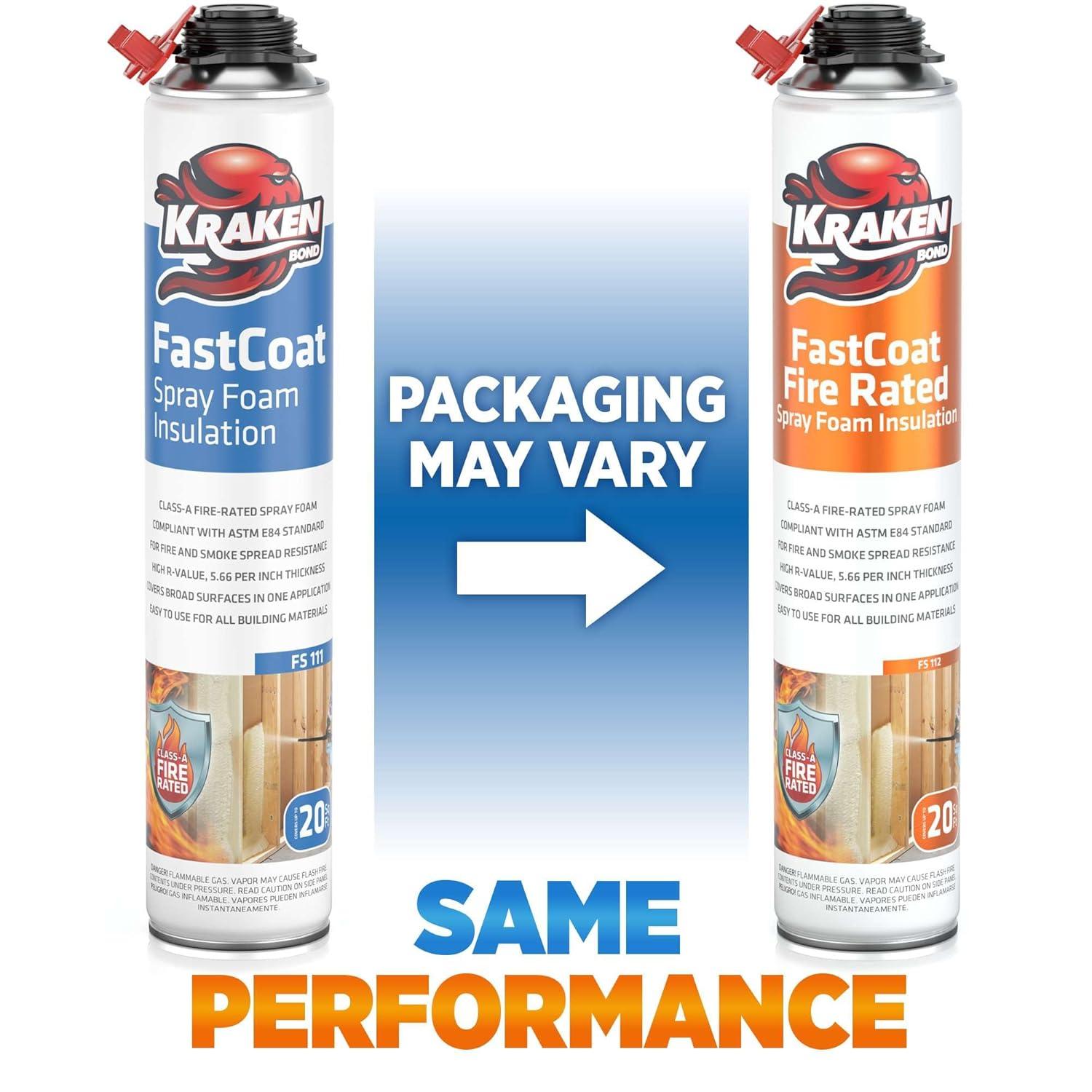 image:imageKraken Bond Fastcoat Fire Rated Spray Foam Insulation Kit Closed Cell in a Can 120 sq ft 6x271 oz RValue 1132 2in Spray Foam for Garage Door Attic Wall Gun amp Cleaner Not Included 6 PackInsulation Foam Set