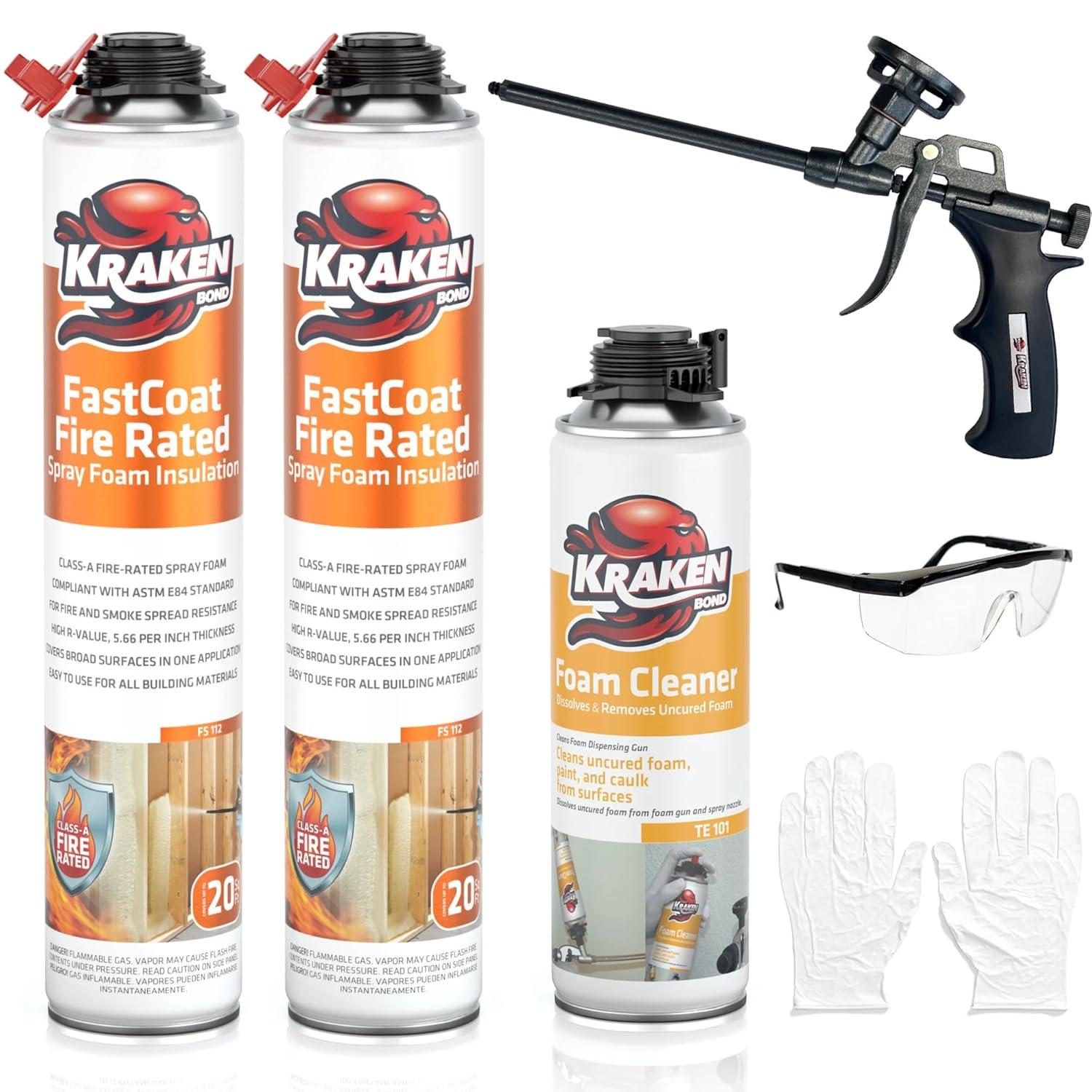 image:imageKraken Bond Fastcoat Fire Rated Spray Foam Insulation Kit Closed Cell in a Can 120 sq ft 6x271 oz RValue 1132 2in Spray Foam for Garage Door Attic Wall Gun amp Cleaner Not Included 6 PackInsulation Foam Set