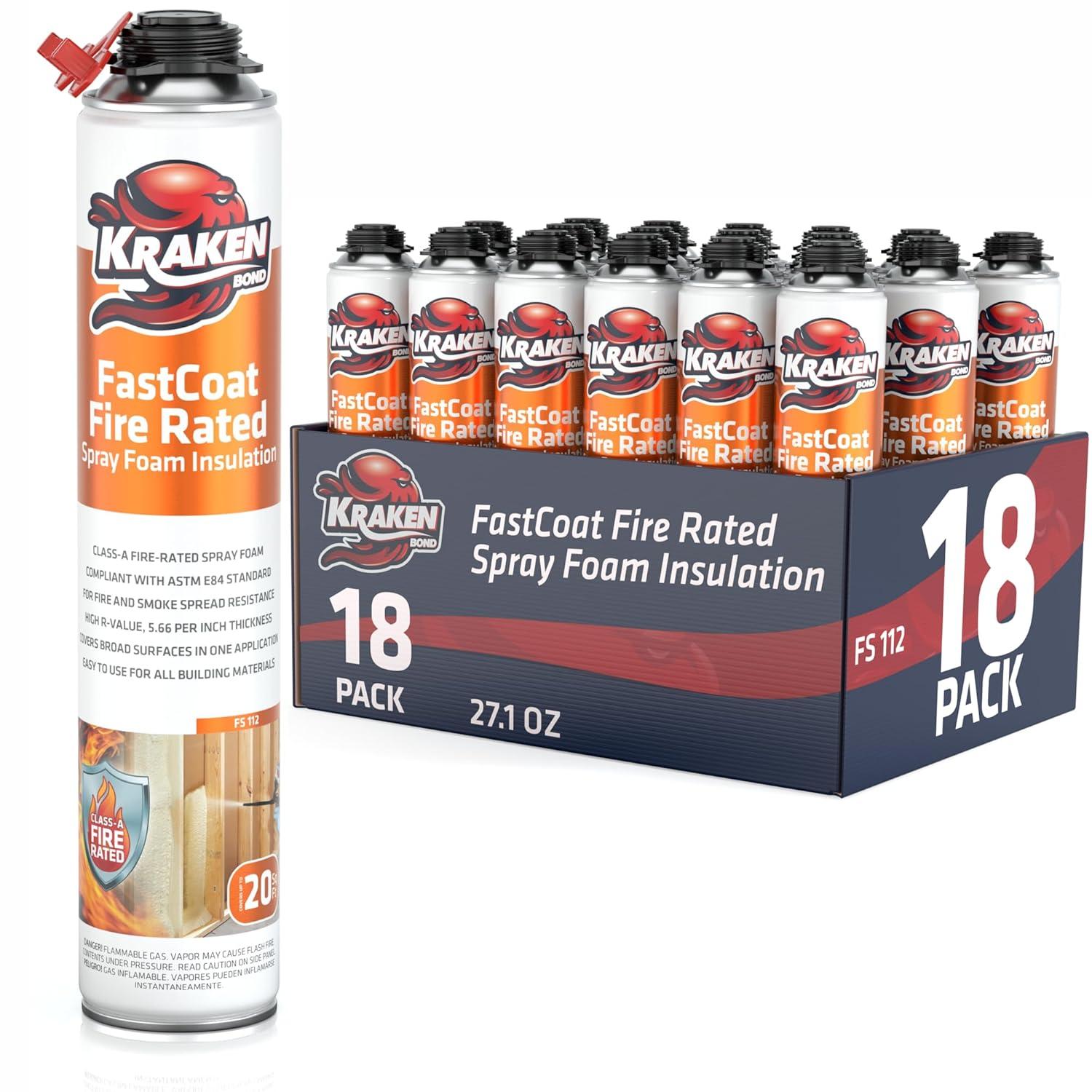 image:imageKraken Bond Fastcoat Fire Rated Spray Foam Insulation Kit Closed Cell in a Can 120 sq ft 6x271 oz RValue 1132 2in Spray Foam for Garage Door Attic Wall Gun amp Cleaner Not Included 6 PackInsulation Foam