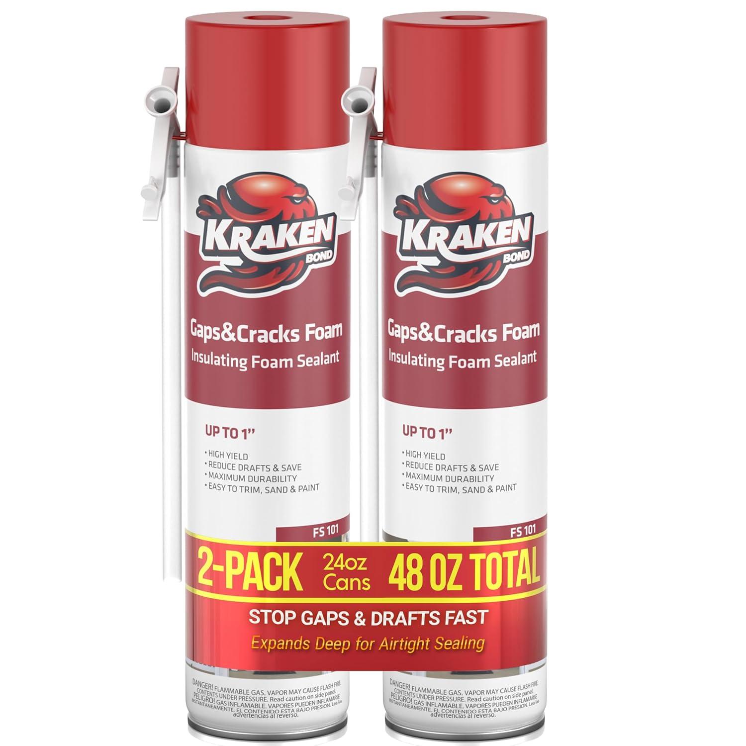 image:imageKraken Bond Gaps amp Cracks Expanding Foam Sealant 12x24oz High Expansion Polyurethane Spray Foam for Window amp Door Straw Use Waterproof High Yield Gap Filler 12 Pack2