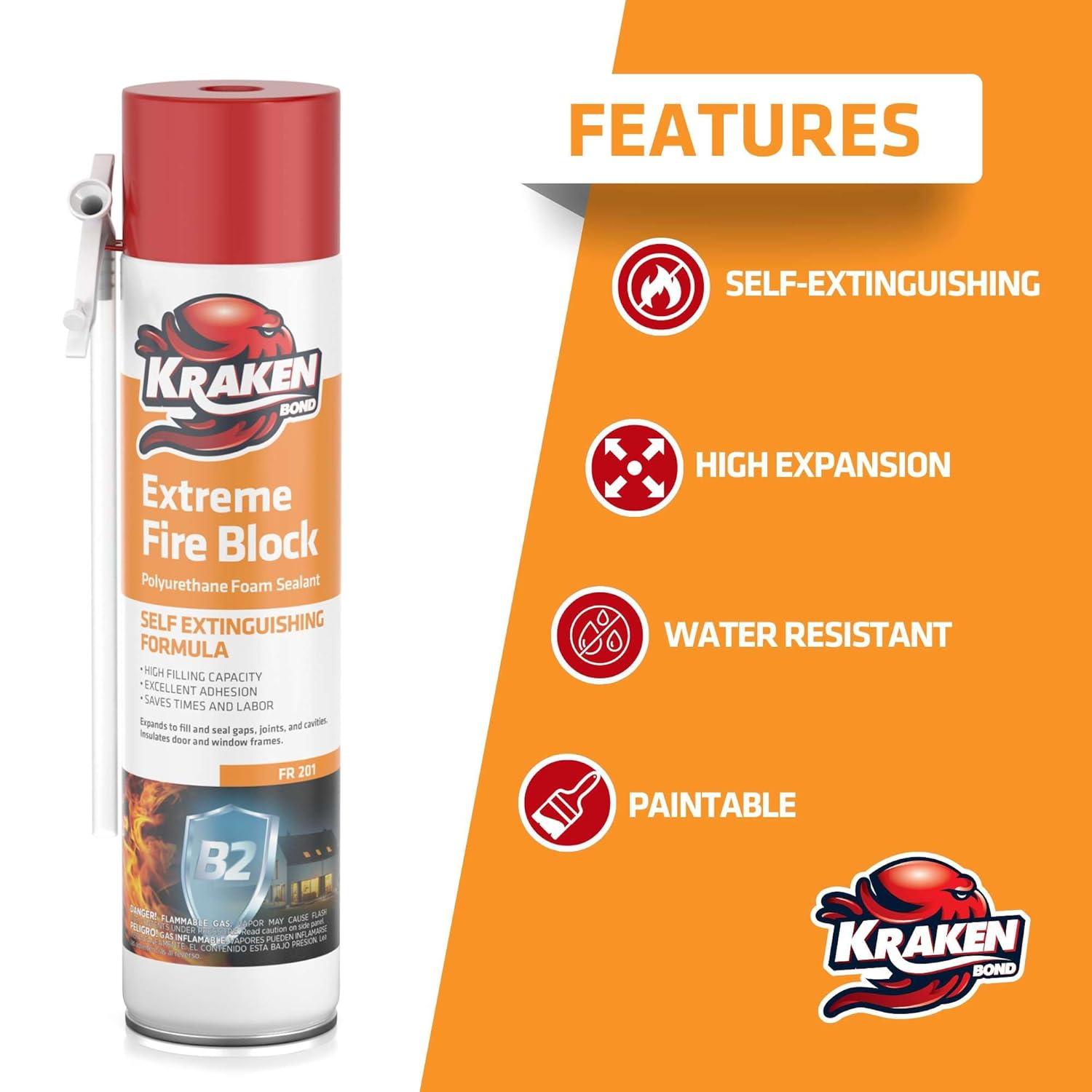 image:imageKraken Bond Gaps amp Cracks Expanding Foam Sealant 12x24oz High Expansion Polyurethane Spray Foam for Window amp Door Straw Use Waterproof High Yield Gap Filler 12 Pack12