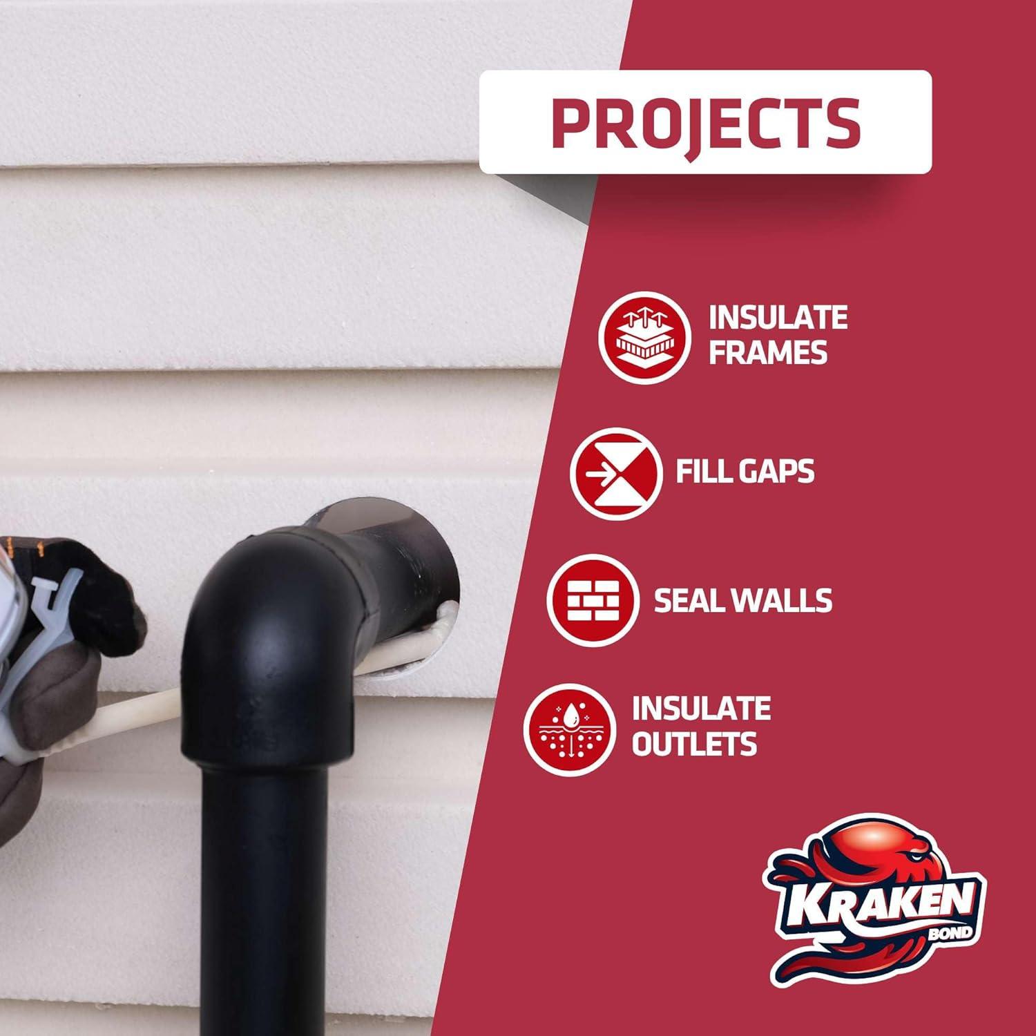 image:imageKraken Bond Gaps amp Cracks Expanding Foam Sealant 12x24oz High Expansion Polyurethane Spray Foam for Window amp Door Straw Use Waterproof High Yield Gap Filler 12 Pack48