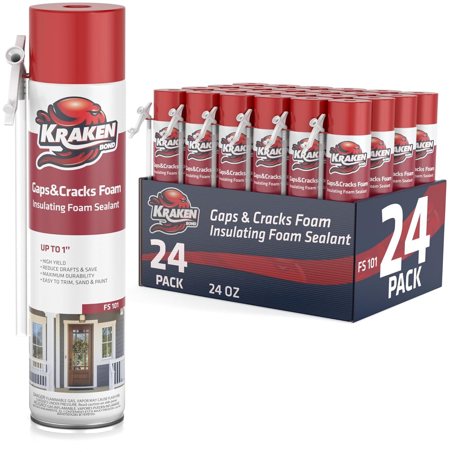image:imageKraken Bond Gaps amp Cracks Expanding Foam Sealant 12x24oz High Expansion Polyurethane Spray Foam for Window amp Door Straw Use Waterproof High Yield Gap Filler 12 Pack24