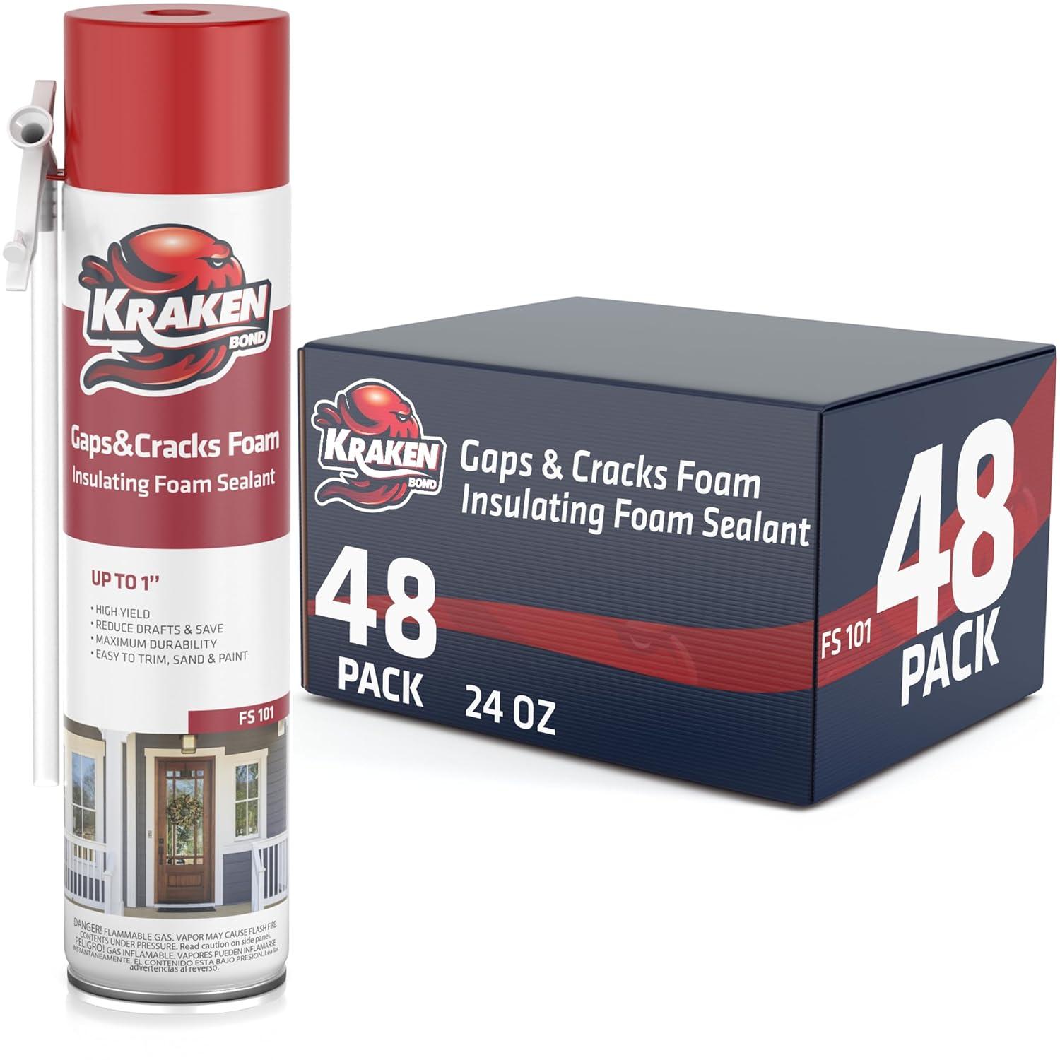 image:imageKraken Bond Gaps amp Cracks Expanding Foam Sealant 12x24oz High Expansion Polyurethane Spray Foam for Window amp Door Straw Use Waterproof High Yield Gap Filler 12 Pack48
