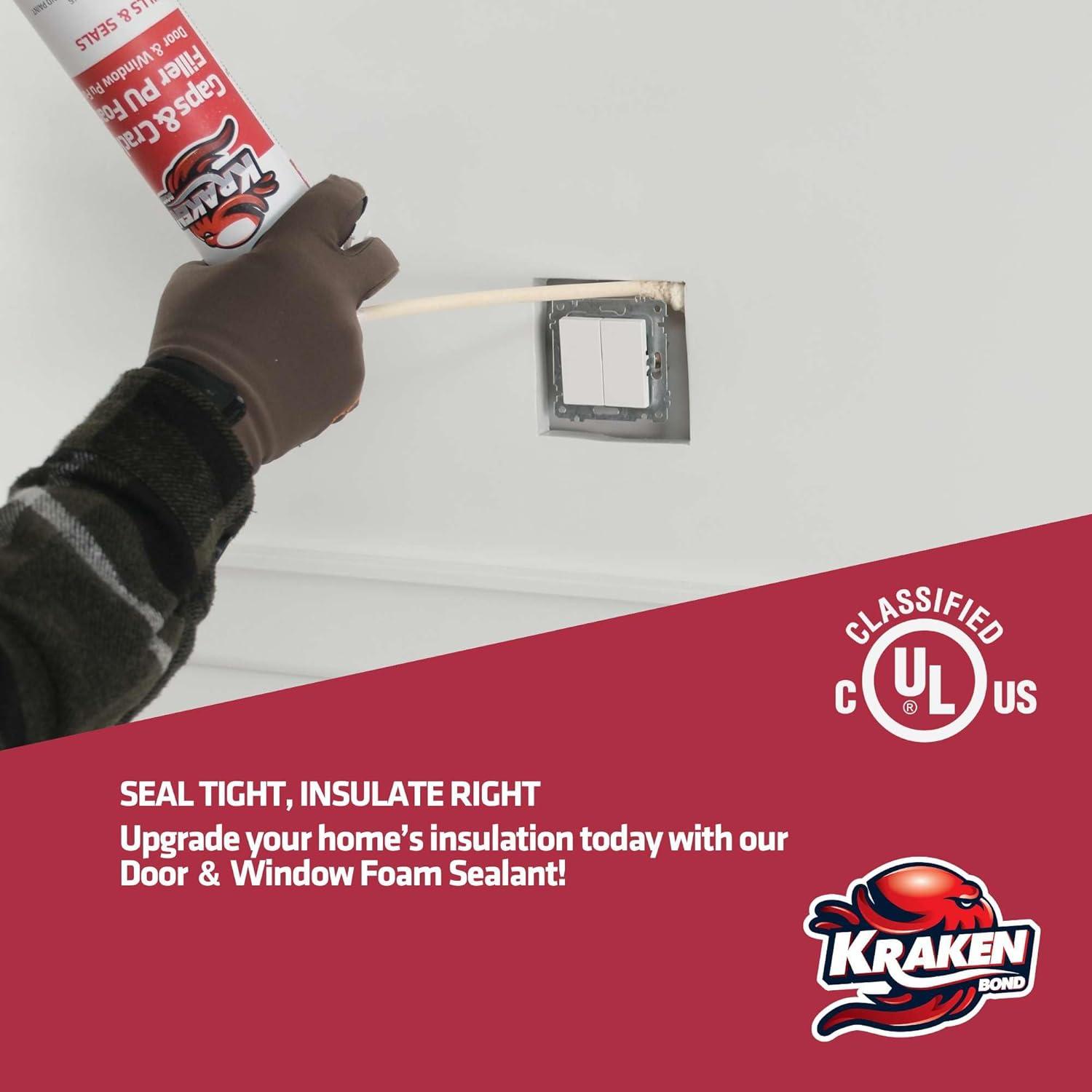 image:imageKraken Bond Gaps amp Cracks Expanding Foam Sealant 24x12oz High Expansion Polyurethane Spray Foam for Window amp Door Straw Use Waterproof High Yield Gap Filler 24 Pack12 Pack