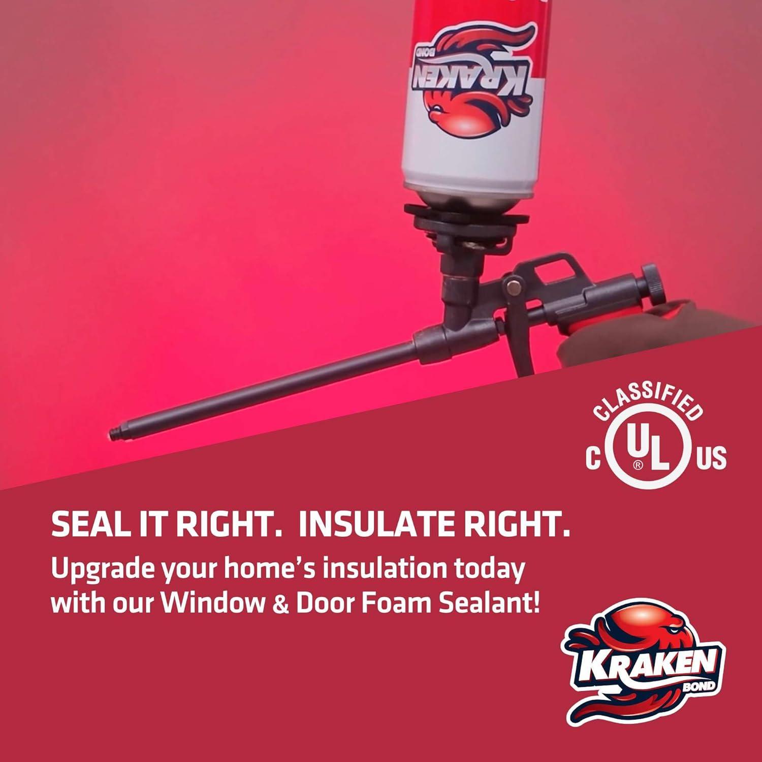 image:imageKraken Bond Window amp Door Expanding Foam Sealant 1x24oz Professional Gap Filling Gun Use Polyurethane Spray Foam Low Expansion Waterproof Gap Filler GunampCleaner Included 1 Pack2 Pack