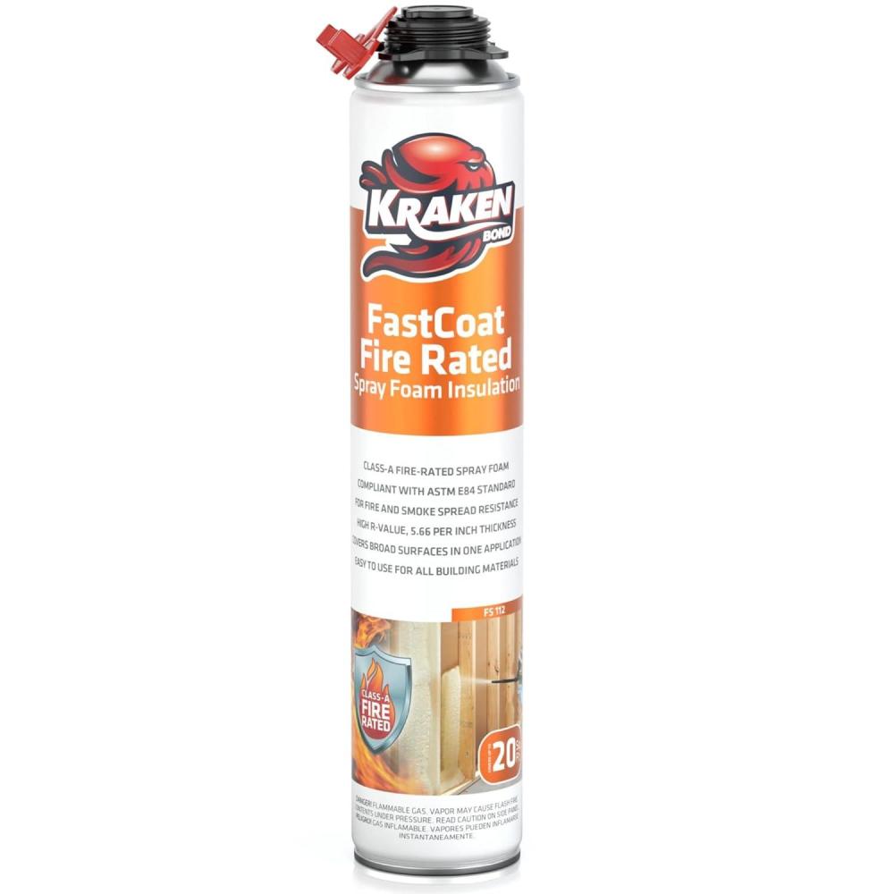 image:imageKraken Bond Fastcoat Fire Rated Spray Foam Insulation Kit Closed Cell in a Can 120 sq ft 6x271 oz RValue 1132 2in Spray Foam for Garage Door Attic Wall Gun amp Cleaner Not Included 6 PackInsulation Foam