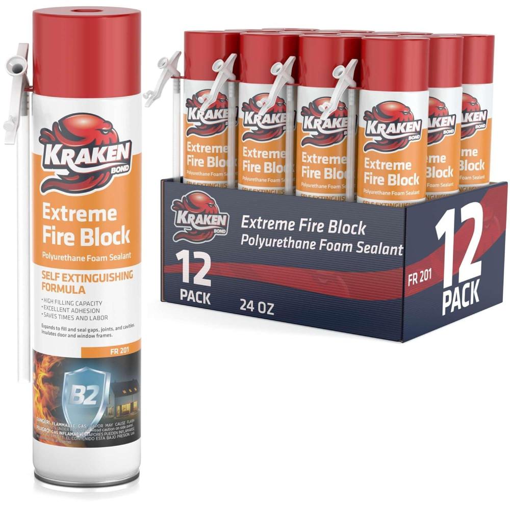 image:imageKraken Bond Gaps amp Cracks Expanding Foam Sealant 12x24oz High Expansion Polyurethane Spray Foam for Window amp Door Straw Use Waterproof High Yield Gap Filler 12 Pack12
