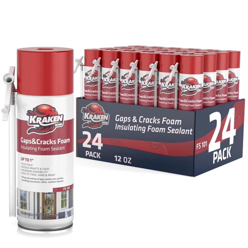image:imageKraken Bond Gaps amp Cracks Expanding Foam Sealant 24x12oz High Expansion Polyurethane Spray Foam for Window amp Door Straw Use Waterproof High Yield Gap Filler 24 Pack24 Pack