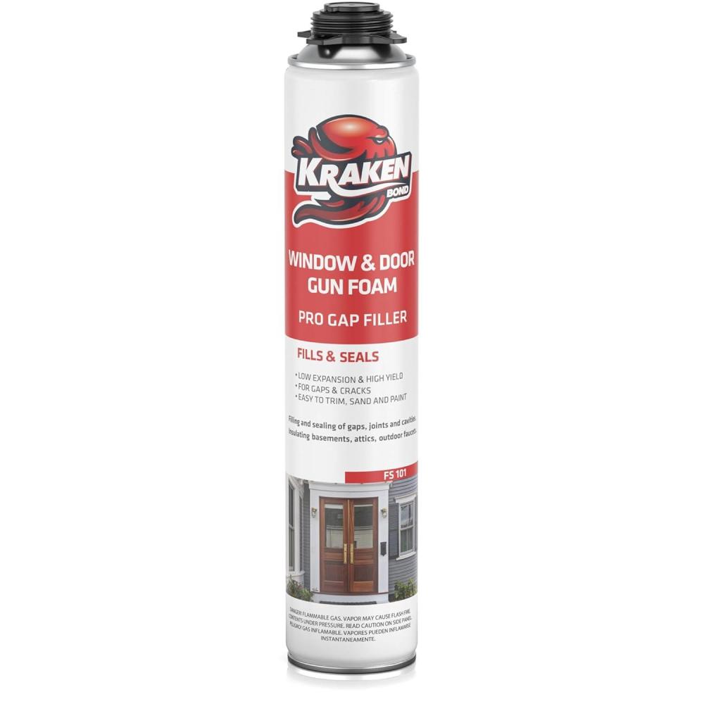 image:imageKraken Bond Window amp Door Expanding Foam Sealant 1x24oz Professional Gap Filling Gun Use Polyurethane Spray Foam Low Expansion Waterproof Gap Filler GunampCleaner Included 1 Pack1 Pack