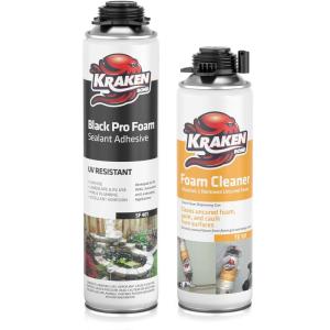 image:imageKraken Bond Black Spray Waterfall Foam Sealant  1x24oz Expanding Polyurethane Pond Foam Sealer Black UV Resistant Insulating Spray for Landscape amp Exterior Gun Use Cleaner Included 1 Pack
