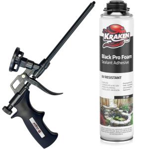 image:imageKraken Bond Black Spray Waterfall Foam Sealant  1x24oz Expanding Polyurethane Pond Foam Sealer Black UV Resistant Insulating Spray for Landscape amp Exterior Gun Use Gun Included 1 Pack