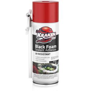 image:imageKraken Bond Black Spray Waterfall Foam Sealant  24x12oz Expanding Polyurethane Pond Foam Sealer Black UV Resistant Insulating Spray for Landscape amp Exterior Straw Use 24 Pack1 Pack