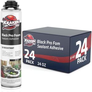 image:imageKraken Bond Black Spray Waterfall Foam Sealant  2x24oz Expanding Polyurethane Pond Foam Sealer Black UV Resistant Insulating Spray for Landscape amp Exterior Gun Use Gun Not Included 2 Pack24 Pack