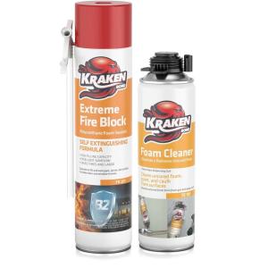 image:imageKraken Bond Extreme Orange Fire Block Foam  1x24oz Fire Rated Polyurethane Spray Foam for Gap Filling Sealing on Windows Walls Joints amp Pipes Straw Use Foam  Cleaner Included  1 Pack