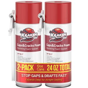 image:imageKraken Bond Gaps amp Cracks Expanding Foam Sealant  24x12oz High Expansion Polyurethane Spray Foam for Window amp Door Straw Use Waterproof High Yield Gap Filler  24 Pack2 Pack