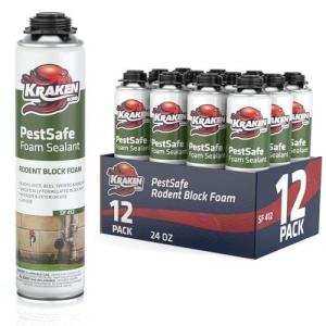 image:imageKraken Bond Pestblokc Spray Foam Sealant  12x24oz Polyurethane Expanding Foam for Gaps amp Cracks with Paintable Foam Filler for Wall Holes Gun Use  GunampCleaner Included  12 Pack12 Pack