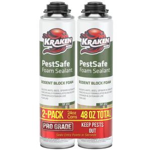 image:imageKraken Bond Pestblokc Spray Foam Sealant  12x24oz Polyurethane Expanding Foam for Gaps amp Cracks with Paintable Foam Filler for Wall Holes Gun Use  GunampCleaner Included  12 Pack2 Pack