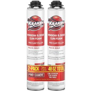 image:imageKraken Bond Window amp Door Expanding Foam Sealant  1x24oz Professional Gap Filling Gun Use Polyurethane Spray Foam Low Expansion Waterproof Gap Filler GunampCleaner Included  1 Pack2 Pack