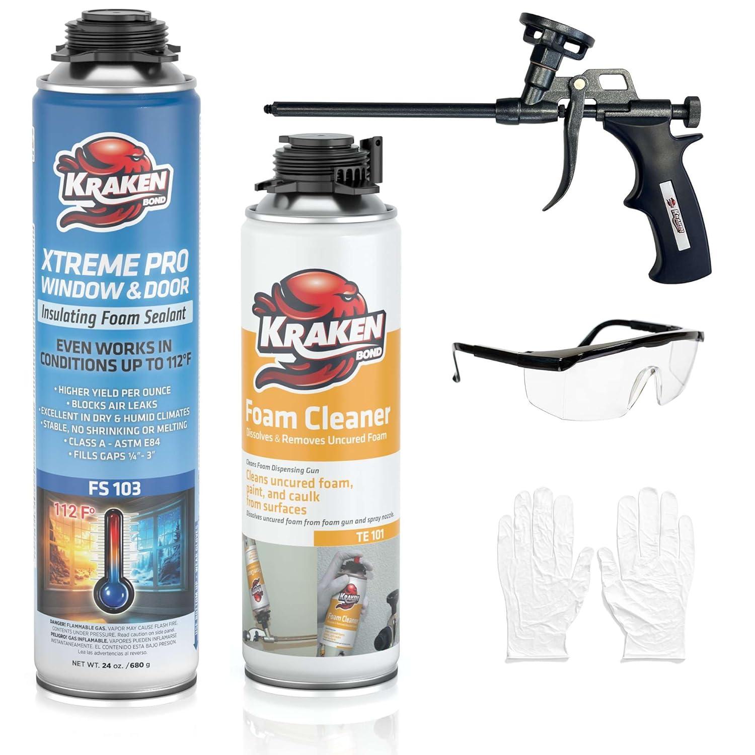 image:imageKraken Bond Xtreme Pro WindowampDoor Expanding Foam Sealant 12x24oz Professional Expansion Polyurethane Foam High Heat Resistant Waterproof Insulating Gap Filler GunampCleaner Included 12 Pack1 Pack