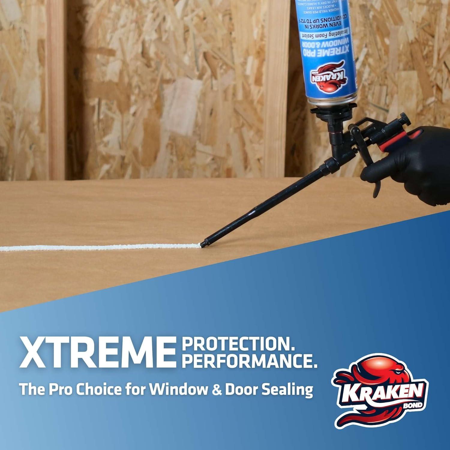 image:imageKraken Bond Xtreme Pro WindowampDoor Expanding Foam Sealant 12x24oz Professional Expansion Polyurethane Foam High Heat Resistant Waterproof Insulating Gap Filler GunampCleaner Included 12 Pack1 Pack