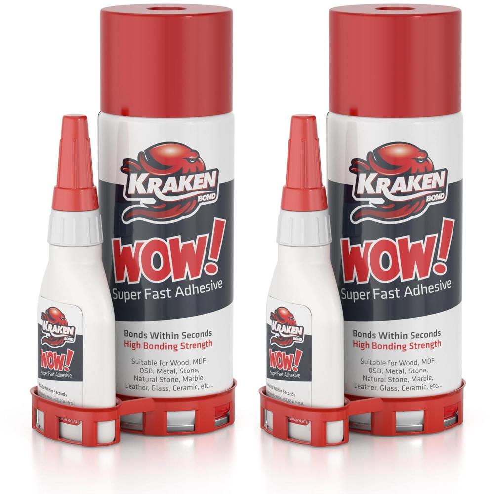 image:imageKraken Bond Wow CA Glue 2x350 oz with Spray Adhesive Activator 2x1350 fl oz Cyanoacrylate with Activator Fast CA Glue for Woodworking Crazy amp Craft 2 Pack2 Pack