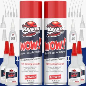 image:imageKraken Bond Wow CA Glue 2x175 oz amp Activator 2x675 fl oz  Cyanoacrylate Glue for Woodworking Craft amp Repairs  Fast Bonding  2 PackMedium Plus Pack