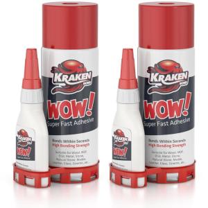 image:imageKraken Bond Wow CA Glue 2x350 oz with Spray Adhesive Activator 2x1350 fl oz  Cyanoacrylate with Activator Fast CA Glue for Woodworking Crazy amp Craft  2 Pack2 Pack