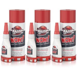 image:imageKraken Bond Wow CA Glue 3x350 oz with Spray Adhesive Activator 3x1350 fl oz  Cyanoacrylate with Activator Fast CA Glue for Woodworking Crazy amp Craft  3 Pack3 Pack