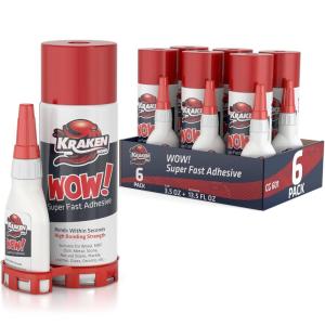 image:imageKraken Bond Wow CA Glue Set 4x35 oz with Activator 2x135 oz Super Fast Cyanoacrylate Adhesive Kit for Wood Plastic Ceramic Craft DIY Repair 4 X Ext Bottles amp 10X Nozzles Inc 2 Pack6 Pack