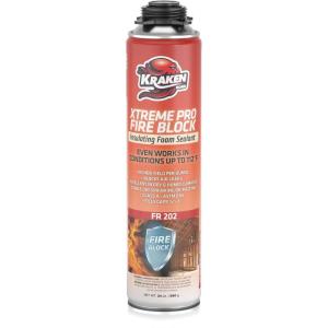 image:imageKraken Bond Xtreme Pro Fire Block Expanding Foam Sealant 12x24oz Professional Polyurethane Insulating Foam with Fire Block Technology High Heat Resistant and Waterproof Gun Included  12 Pack1 Pack