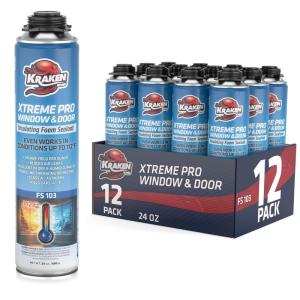 image:imageKraken Bond Xtreme Pro WindowampDoor Expanding Foam Sealant 12x24oz Professional Expansion Polyurethane Foam High Heat Resistant Waterproof Insulating Gap Filler GunampCleaner Included  12 Pack12 Pack