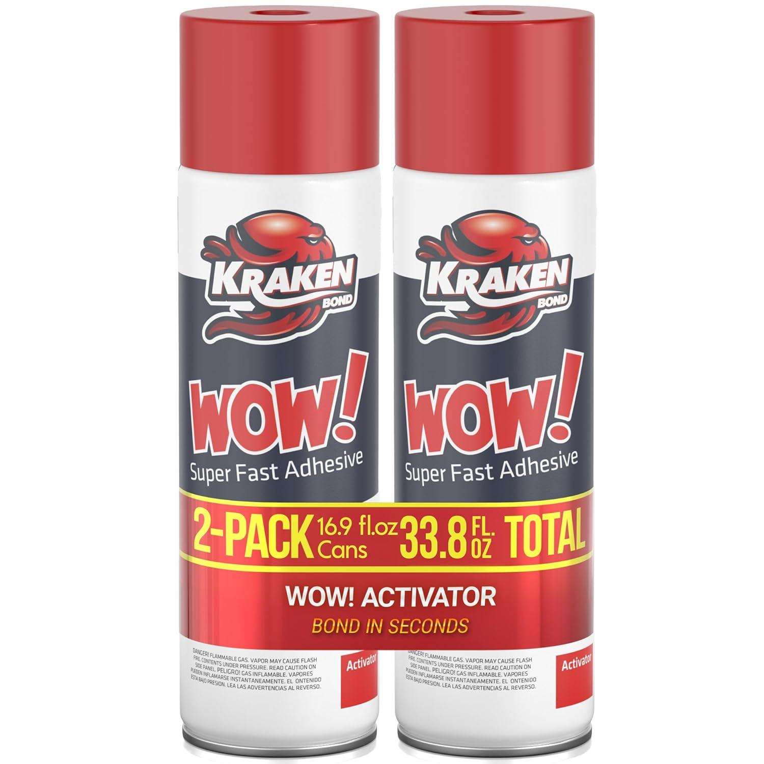 image:imageKRAKEN BOND Wow Spray Adhesive Activator3X135 Oz Cyanoacrylate Super Glue Accelerator Spray for Plastic Metal Wood amp PVC CA Glue Activator 3 Pack2 Pack