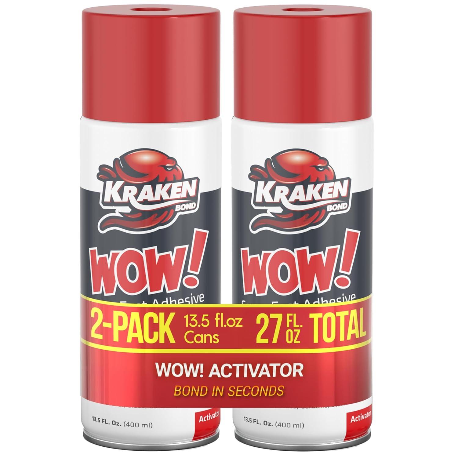 image:imageKRAKEN BOND Wow Spray Adhesive Activator3X135 Oz Cyanoacrylate Super Glue Accelerator Spray for Plastic Metal Wood amp PVC CA Glue Activator 3 Pack2 Pack