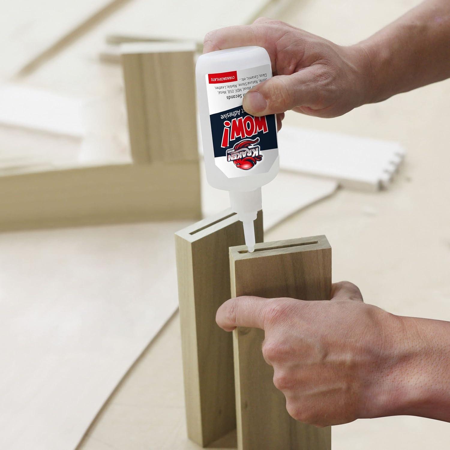 image:imageKRAKEN BOND Wow Super Crazy Glue Clear Strong Cyanoacrylate CA Glue for Plastic Metal Wood PVC Fast Curing Epoxy Adhesive 3 Pack 175 Oz3 Pack