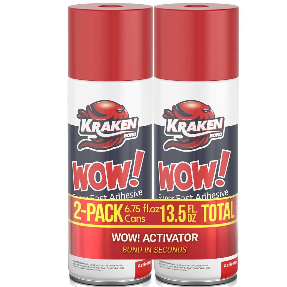 image:imageKRAKEN BOND Wow Spray Adhesive Activator3X135 Oz Cyanoacrylate Super Glue Accelerator Spray for Plastic Metal Wood amp PVC CA Glue Activator 3 Pack2 Pack