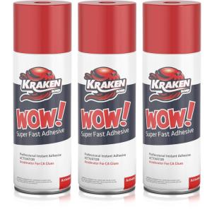 image:imageKRAKEN BOND Wow Spray Adhesive Activator3X135 Oz  Cyanoacrylate Super Glue Accelerator Spray for Plastic Metal Wood amp PVC CA Glue Activator  3 Pack3 Pack