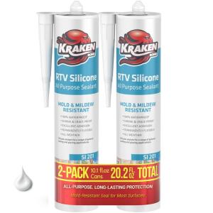 image:imageKraken Bond Black Silicone Sealant Waterproof10010 fl oz Cartridge RTV Silicone Caulk Bathroom and Kitchen All Purpose Window Caulking Sealant Outdoor RV Exterior Use Silicon  4 PackWhite