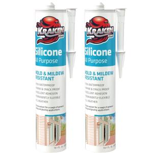 image:imageKraken Bond Black Silicone Sealant Waterproof10010 fl oz Cartridge RTV Silicone Caulk Bathroom and Kitchen All Purpose Window Caulking Sealant Outdoor RV Exterior Use Silicon  4 PackClear