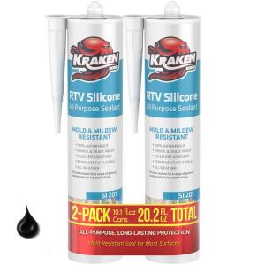 image:imageKraken Bond Gray Silicone Sealant Waterproof 10010 fl oz Cartridge  RTV Silicone Caulk Kitchen and Bathroom All Purpose Window Caulking Sealant Outdoor RV Exterior Use Silicon  2 PackBlack
